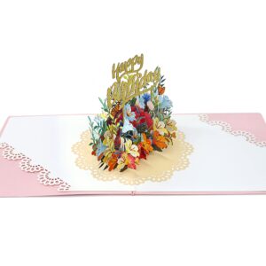 CUTPOPUP Birthday Card Pop Up, Mother's Day, 3D Greeting, Thank You Card (Flowers Birthday)