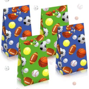 30 pieces paper party gift bags for sport candy goodie bags soccer baseball football basketball sports themed design for birthday sport party favor supplies decorations, 9.45 x 5.12 x 3.15 inches