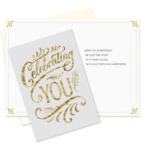 Hallmark Business Bulk 100 Pack Assorted Corporate Birthday Cards for Employees & Customers (Refined with Foil), 5 x 7 Cards, Message Inside, Envelopes Included