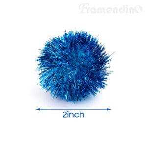 Framendino, 12 Pack 2 Inch Glitter Tinsel Sparkle Fuzzy Balls Pom Poms Ball for DIY Craft Decorations