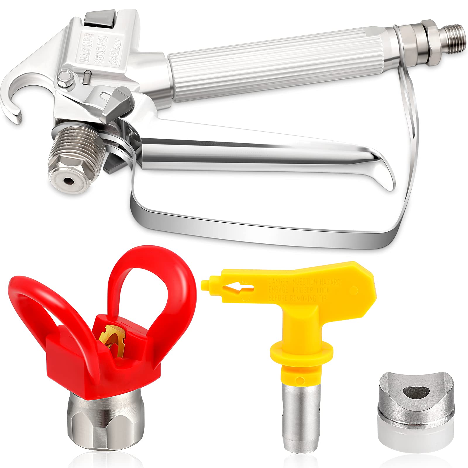 SG02 Airless Paint Spray Gun High Pressure 3600PSI 517 Tip Swivel Joint for Pump Sprayer Parts Accessories(2 Sets)