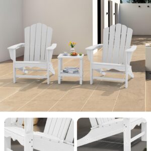 KINGYES HDPE Adirondack Chair, Classic All-Weather Outdoor Patio Adirondack Chair, White