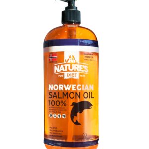 Nature's Diet Pet 32 oz Norwegian Salmon Oil Dogs & Cats - Natural Support for Joint Function Immune Heart Health Appetite Skin & Coat Omega 3 6 9 Liquid Food Topper EPA DHA Fatty Acids