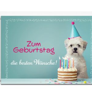 Burg Street Creations German Birthday Card - Zum Geburtstag die besten Wünsche (Dog with Birthday Cake)