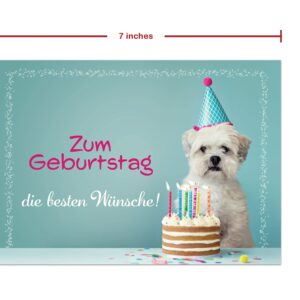 Burg Street Creations German Birthday Card - Zum Geburtstag die besten Wünsche (Dog with Birthday Cake)