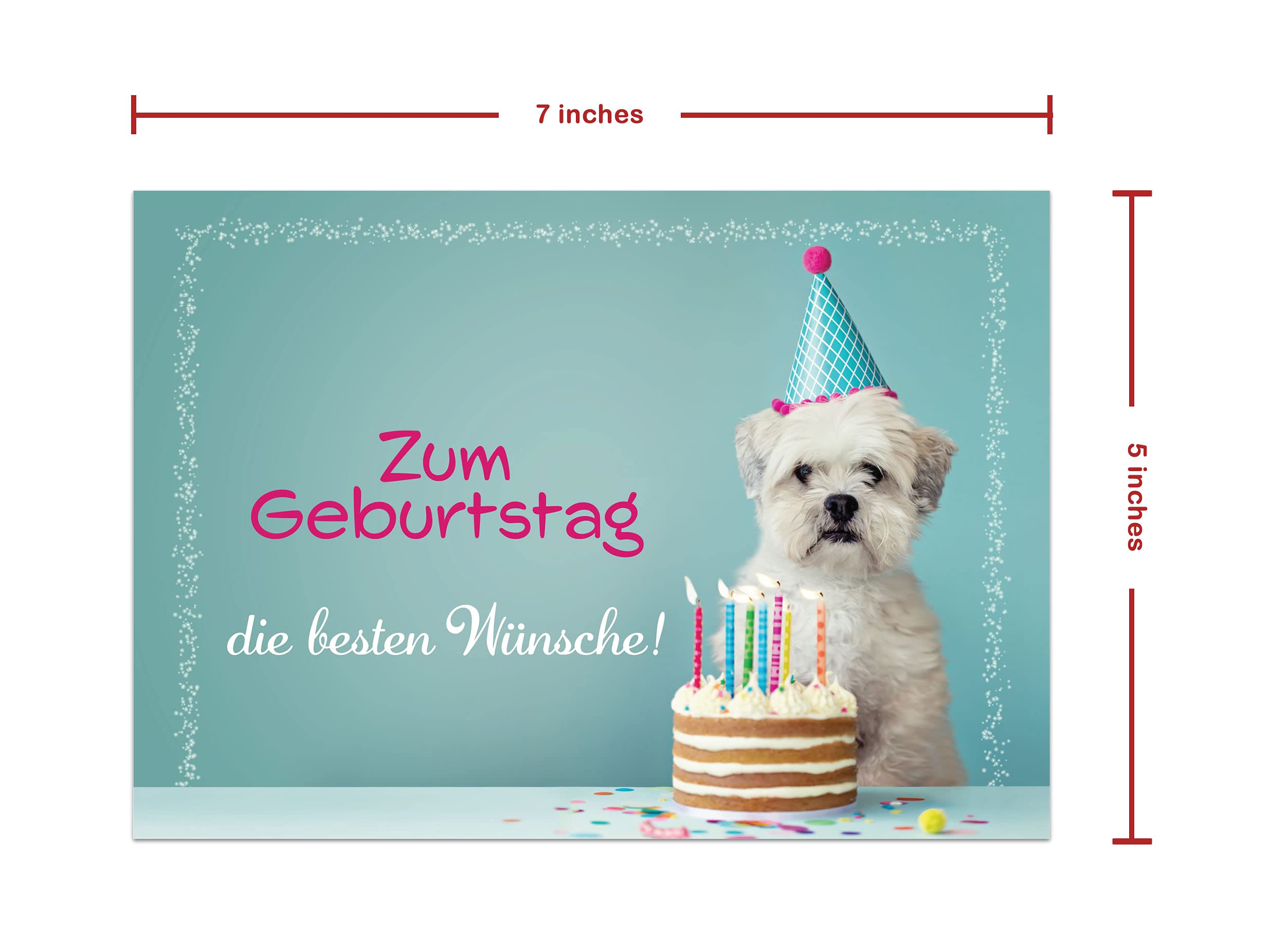 Burg Street Creations German Birthday Card - Zum Geburtstag die besten Wünsche (Dog with Birthday Cake)