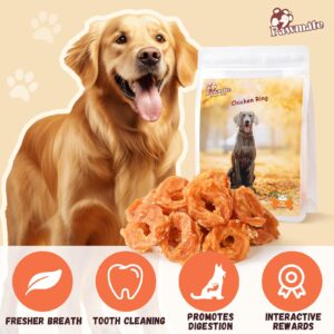 Pawmate Dog Treats Chicken Jerky Rings, Rawhide-Free Grain-Free Real Dried Tenders Natural Chicken Breast Dog Chewy Training Snacks for Small Medium Large Dogs Large Pack 10.58oz