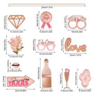 SUSSURRO 21 Count Bridal Shower Photo Booth Props Kit Engagement Photo Booth Accessories Rose Gold Wedding Party Funny Selfie Props with Sticks& Stickers for Party Favour Supplies