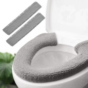 2pcs toilet-seat cushion warmer cover – toilet seat cover pads plush warm thick bathroom warmer 2pcs gray