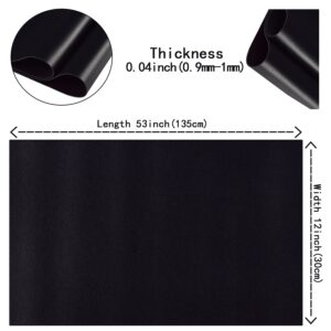 HGUAN Smooth Solid Color Black Faux Leather 12"X53"(30cmX135cm),Faux Leather Sheets Roll Very Suitable for Making Crafts, Leather Earrings, Bows,Sewing (Black)