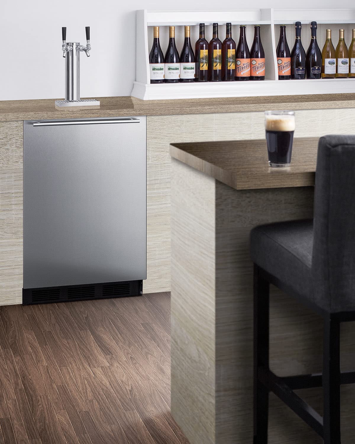 Summit 24 in Wide Built-In Kegerator, ADA Compliant Commercial - Built-in kegerator for use under ADA compliant counters with dual tap kit for two 1/6 kegs