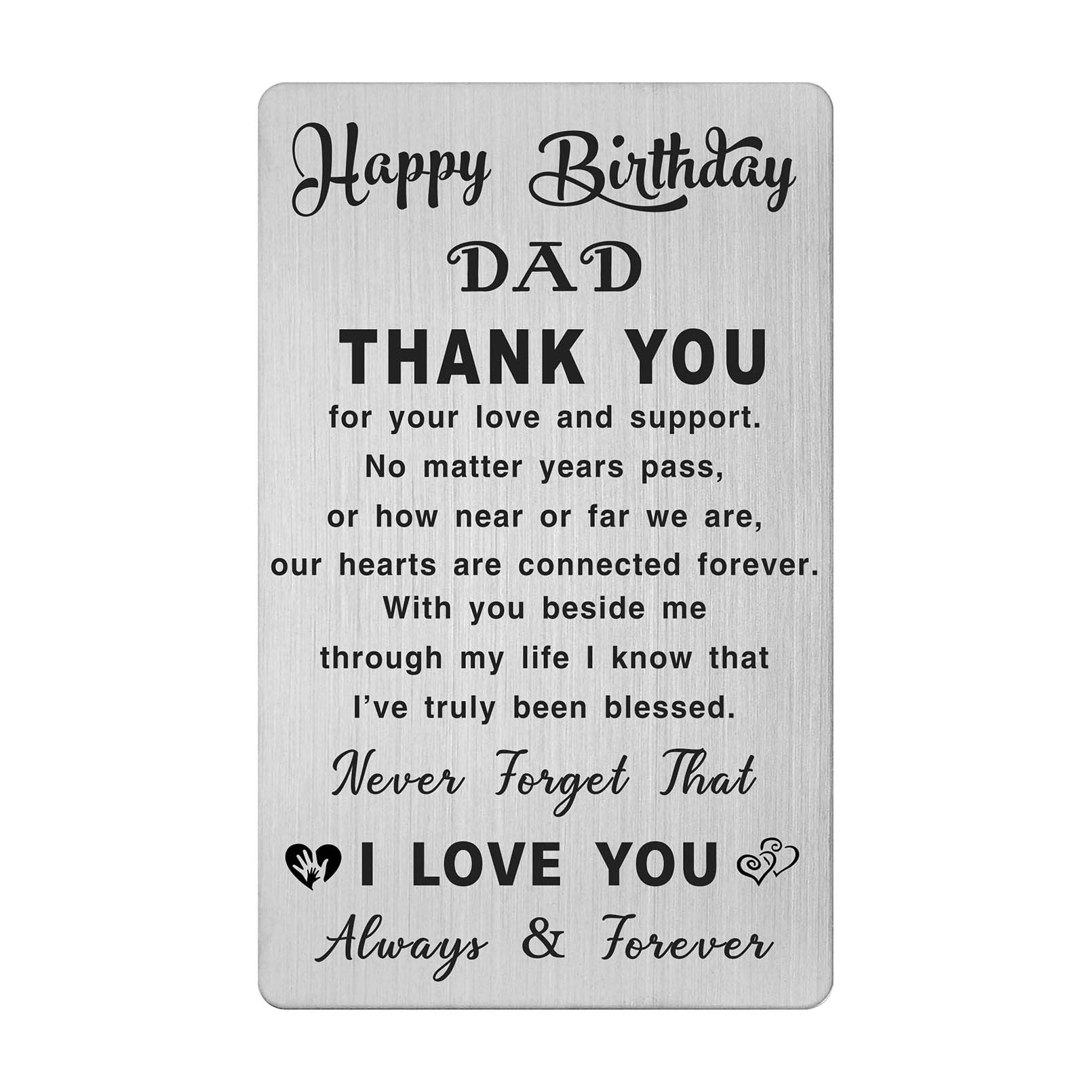 ABNTY Daddy Birthday Card, Birthday Gift for Dad Father, Metal Engraved Birthday Card for Dad