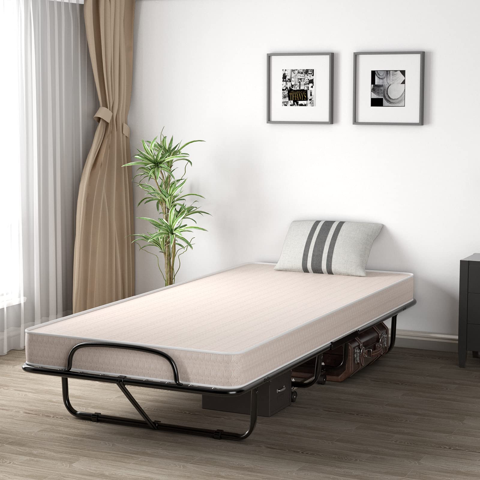 Giantex Folding Bed with 4" Mattress, Twin, Beige