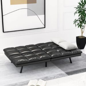 IULULU Futon Sofa Bed, Memory Foam Couch Sleeper Daybed Convertible Foldable Loveseat Faux Leather Sleeper Sofa