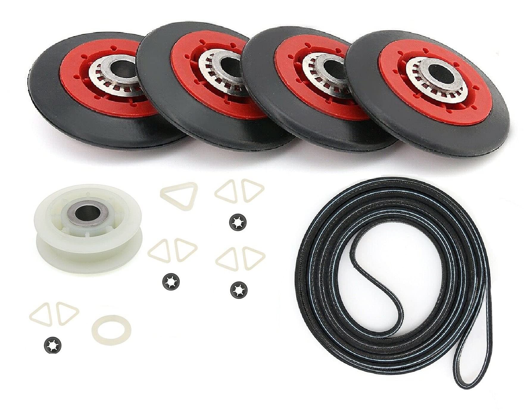 Dryer Repair Kit Drum Rollers Belt Idler Pulley Replace For Whirlpool WGD9500TW0 WGD9500TW1 WGD9500TW2 WGD9500TW3 WGD9500TW4 WGD9550WL0 WGD9550WL1 WGD9550WL2 WGD9550WL3 WGD9550WR0 WGD9550WR1