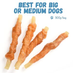 Chicken Wrapped Cod Sticks Dog Treats, Rawhide Free Dog Chewy Natural Training Rewards Snacks Dog Treats for Small Medium Large Dogs 15-17 Counts