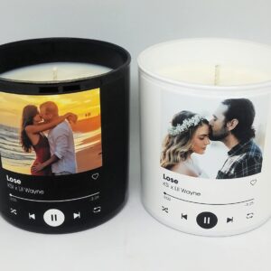 3.5oz./9oz. Custom Song Couples Candle | Personalized Photo Candle, Music Candle