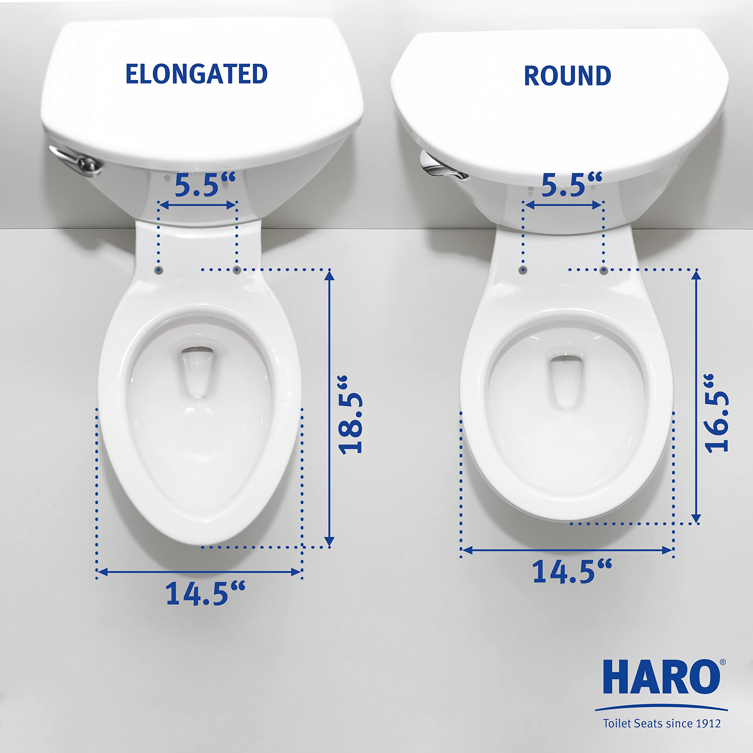 HARO | ROUND Toilet Seat | Heavy-Duty up to 550 lbs Capacity | Slow-Close-Seat | Quick-Release & Easy Clean, Fast-Fix-Hinge, No-Slip Bumpers, White | Advanced (PP) | 16.5" x 14.5" x 2.32"