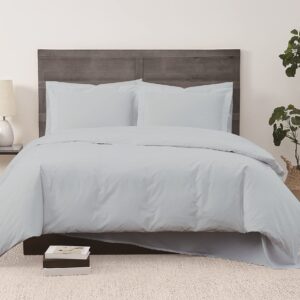 CANNON Solid Percale 200 Thread Count Duvet Sets Light Blue 100% Cotton 3-Piece King Duvet Set, Solid Color Themed, Adult Bedding, Oeko-TEX Certified