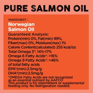 Nature's Diet Pet 32 oz Norwegian Salmon Oil Dogs & Cats - Natural Support for Joint Function Immune Heart Health Appetite Skin & Coat Omega 3 6 9 Liquid Food Topper EPA DHA Fatty Acids