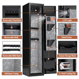 KAER 3-5 Gun Safe,Gun Safes for Home Rifle and Pistols,Rifle Safe,Gun Cabinet,Gun Safes for Rifles and Shotguns,Gun Safe Rifle with Removable Shelf,Assembled(Keypad Lock 55.12'' x 12.6" x 9.84'')