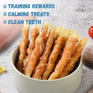 Chicken Wrapped Cod Sticks Dog Treats, Rawhide Free Dog Chewy Natural Training Rewards Snacks Dog Treats for Small Medium Large Dogs 15-17 Counts