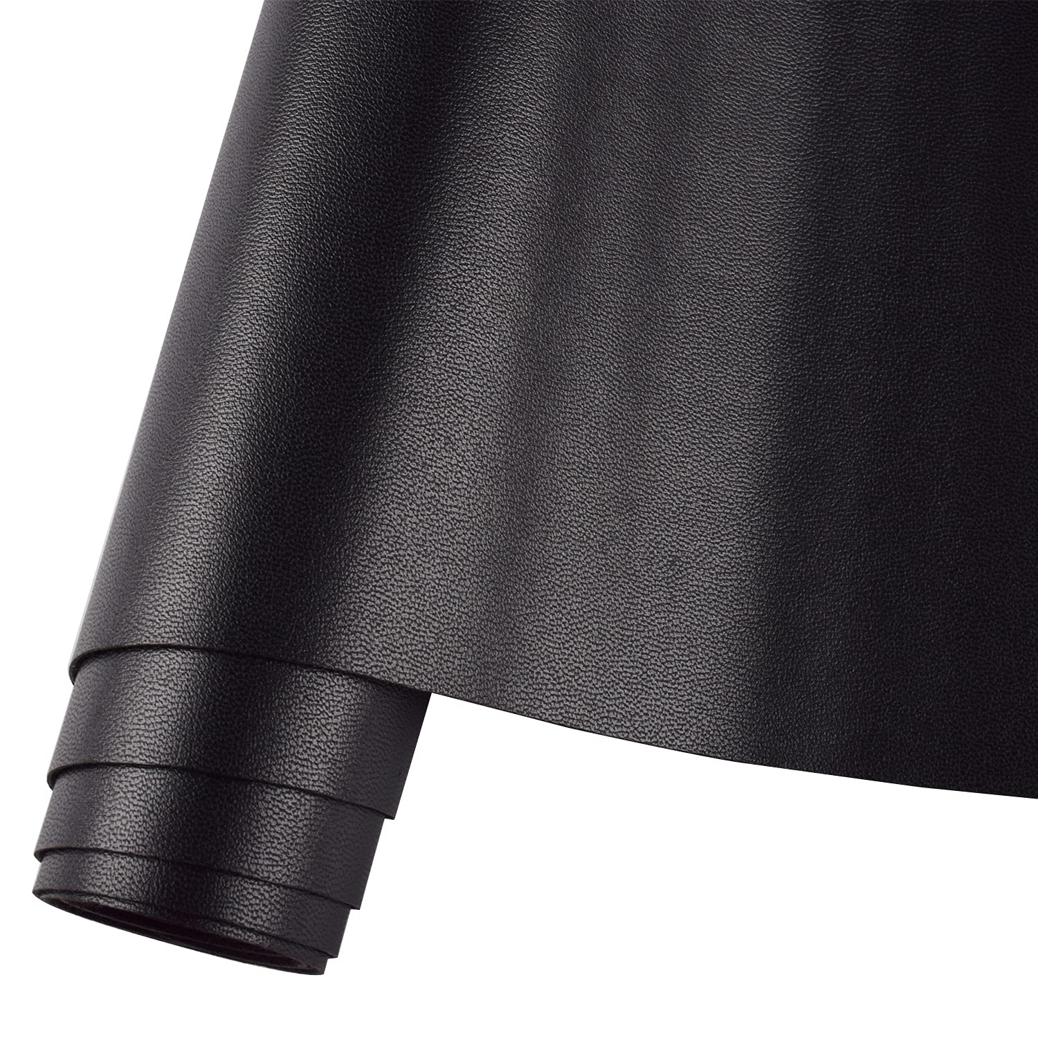 HGUAN Smooth Solid Color Black Faux Leather 12"X53"(30cmX135cm),Faux Leather Sheets Roll Very Suitable for Making Crafts, Leather Earrings, Bows,Sewing (Black)