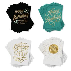 hallmark business bulk 100 pack assorted corporate birthday cards for employees & customers (refined with foil), 5 x 7 cards, message inside, envelopes included