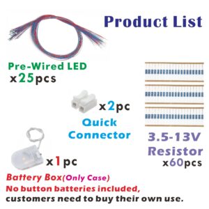 ZZHOB 25PCS Pre-wired Micro Blinking LEDs(Light Mode: Flashing Red Light) 0805 SMD LEDs With Assembly Accessories For Beginner Model Building