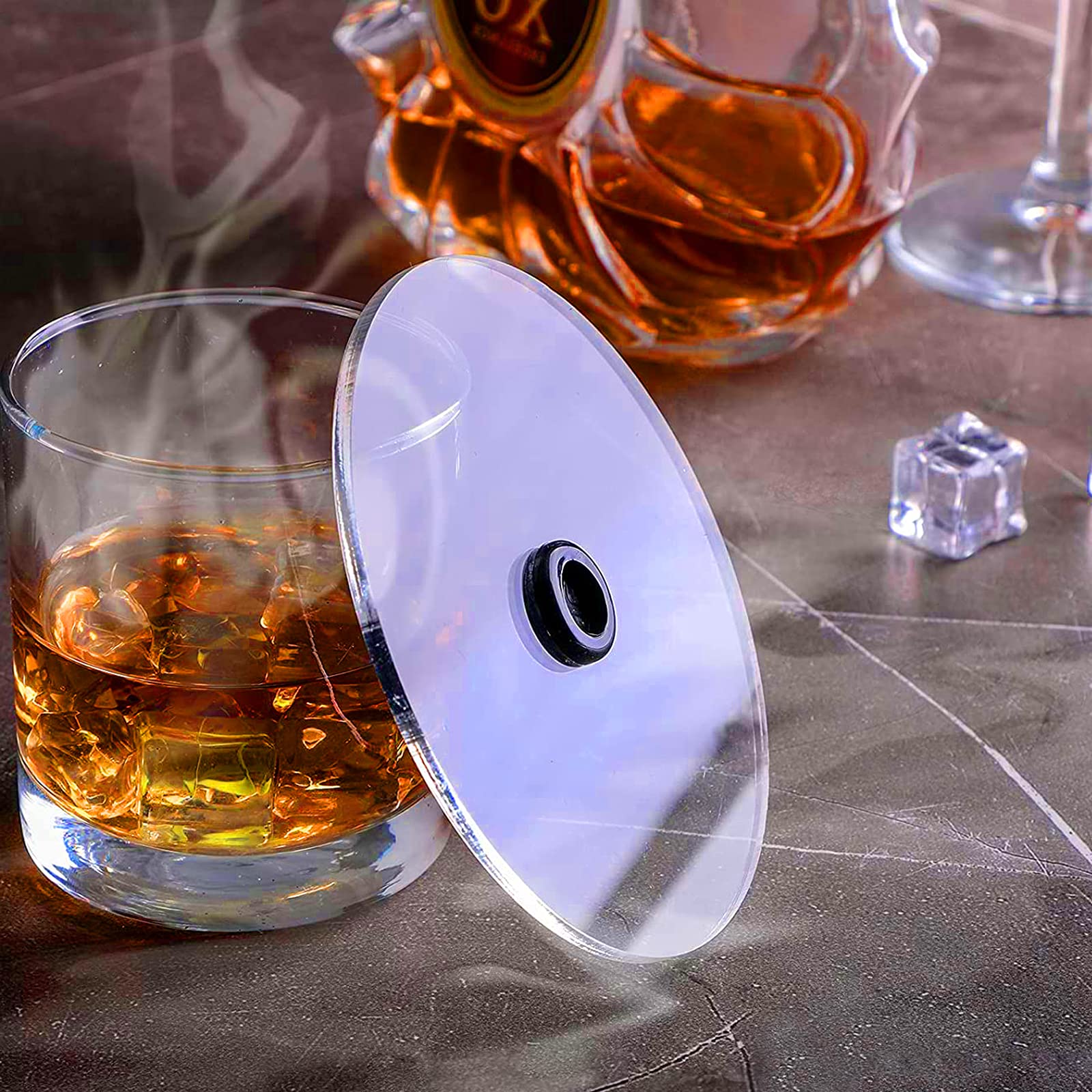 Smoke Infuser Lids 3 Pack of Cocktail Drinks Smoking Covers Portable Smoke Infuser Accessories for Wine Cups Goblet Glasses Tumblers Mugs Bowls Diameter Below 4.7"