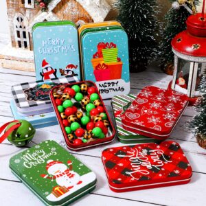 Moxweyeni 12 Pcs Colorful Christmas Card Tin Holder Boxes Christmas Tins Gift Card Holder Stylish Holiday Tin Boxes with Lids for Christmas Gift Cards Party Favors,4.9 x 3.3 x 0.7 Inches (Cute)