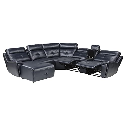 Lexicon Beckinsdale Modular Reclining Sectional Sofa, Left Chaise, Navy Blue