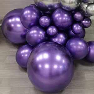 MOXMAY Purple Silver Balloon Garland 127 Pcs 18In 12In 10In 5In Latex Balloons Arch Kit for Halloween Retirement New Year Graduation Birthday Party Decors (Purple Silver)