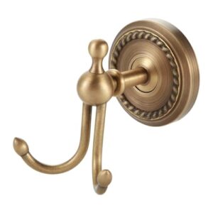 Brass Towel Hooks, Antique Robe Hooks Wall Mounted Double Coat Hook Bathroom Towel Hook Antique Brass Towel Hook for Bathroom, Hotel, Home