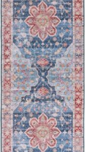 SAFAVIEH Tucson Collection Runner Rug - 2'6" x 8', Blue & Rust, Persian Medallion Design, Non-Shedding Machine Washable & Slip Resistant Ideal for High Traffic Areas in Living Room, Bedroom (TSN110M)