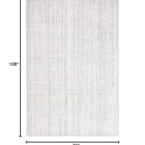 SAFAVIEH Abstract Collection Area Rug - 6' x 9', Ivory & Grey, Handmade Wool & Viscose, Ideal for High Traffic Areas in Living Room, Bedroom (ABT470F)