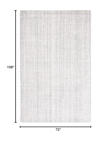 SAFAVIEH Abstract Collection Area Rug - 6' x 9', Ivory & Grey, Handmade Wool & Viscose, Ideal for High Traffic Areas in Living Room, Bedroom (ABT470F)