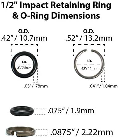 Velodi 10 sets of 1/2" Impact Wrench Socket Retainer rings with O-ring/Impact Wrench Tool Parts and Accessories/impact friction ring/hog ring/O-ring Square Drive Socket Retainer Ring