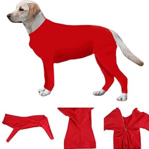 Surgical Recovery Suit for Dogs, Dog Anti-Licking Elastic Tights Bodysuit, Preventing Full Body for Shedding, Allergy, Wound Protection, E Collar Alternative (M, Red)