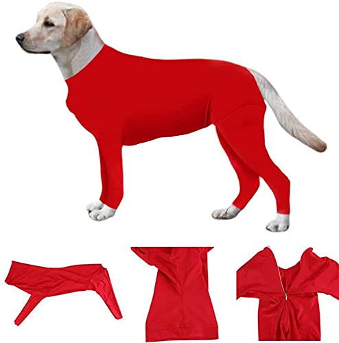 Surgical Recovery Suit for Dogs, Dog Anti-Licking Elastic Tights Bodysuit, Preventing Full Body for Shedding, Allergy, Wound Protection, E Collar Alternative (M, Red)