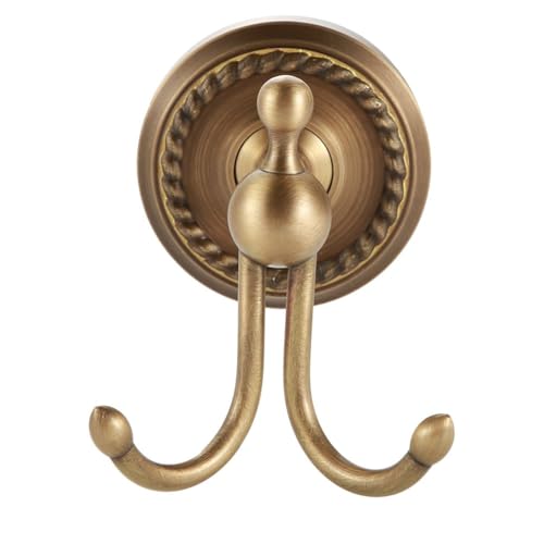 Brass Towel Hooks, Antique Robe Hooks Wall Mounted Double Coat Hook Bathroom Towel Hook Antique Brass Towel Hook for Bathroom, Hotel, Home