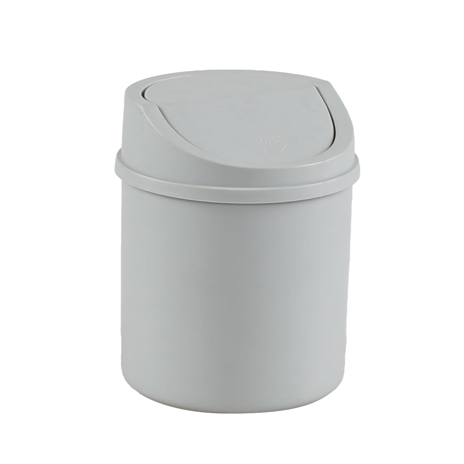 Knifrfish 0.5 Gallon Plastic Countertop Waste Bin with Swing Lid, Tiny Garbage Can, Mini Desktop Trash Can, Gray