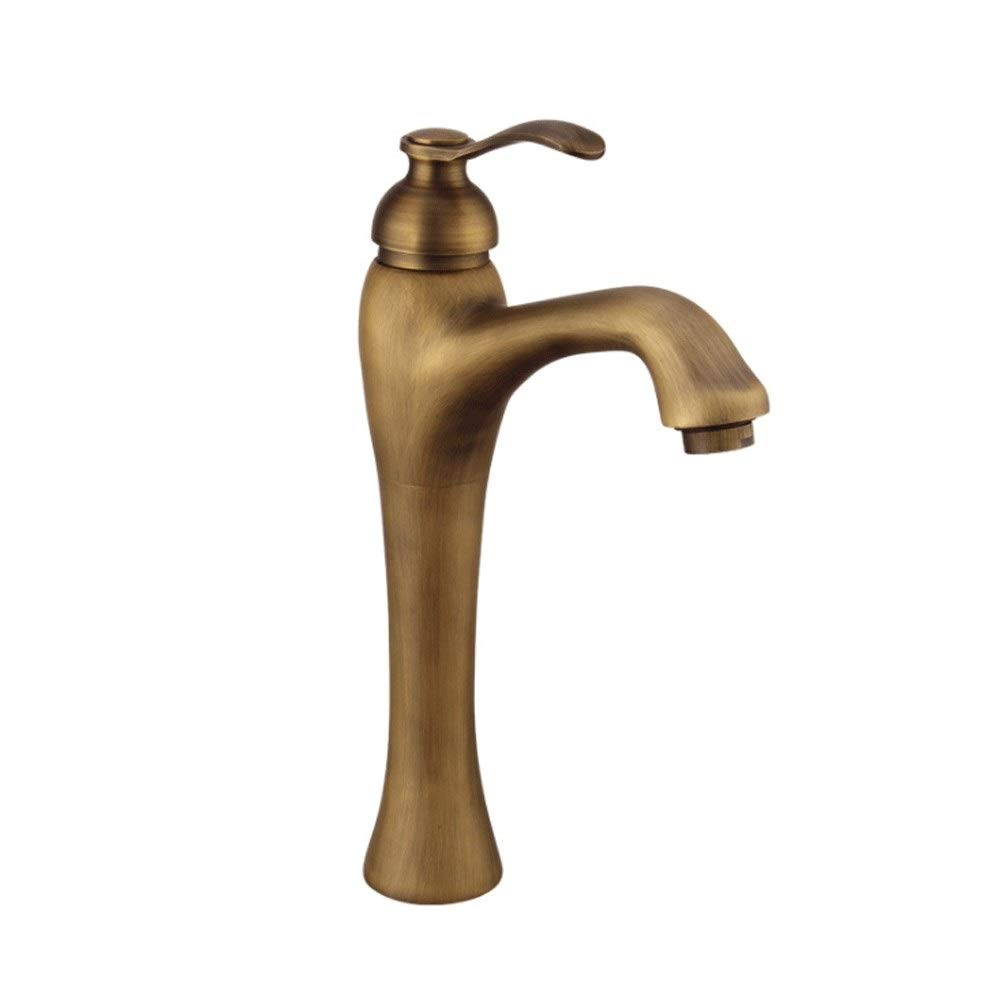 Mixer Tap Single Hole Vintage Bathroom Sink Taps Lever Basin Taps Solid Brass Bath Kitchen Tap Deck Mount Antique Sink Mixer Tap Rustproof All Copper Metal Hot And Cold Water Kitchen Tap