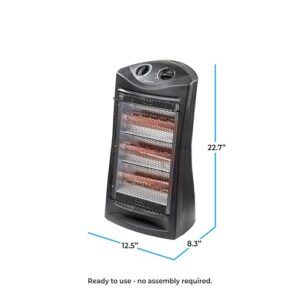 Comfort Zone Electric Quartz Radiant Tower Space Heater with Adjustable Thermostat, Overheat Protection, Energy Efficient, & Tip-Over Switch, Ideal for Home, Bedroom, & Office, 1,500W, CZQTV008EBK