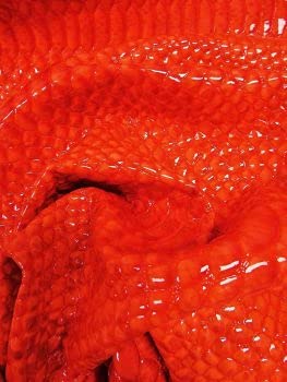 DuroLast™ Shiny 3D Serpent Snake Embossed Vinyl Fabric Sold by The Yard DIY Upholstery Accessories Apparel (Blood Red)