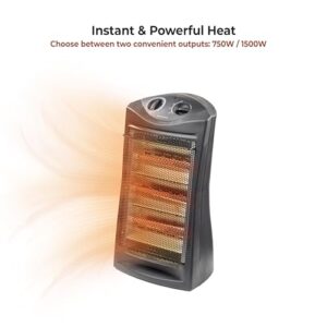 Comfort Zone Electric Quartz Radiant Tower Space Heater with Adjustable Thermostat, Overheat Protection, Energy Efficient, & Tip-Over Switch, Ideal for Home, Bedroom, & Office, 1,500W, CZQTV008EBK