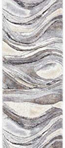 SAFAVIEH Cyrus Shag Collection 2'2" x 7' Grey/Beige CYR118G Modern Abstract Non-Shedding Living Room Bedroom Dining Room Entryway Plush Area Rug