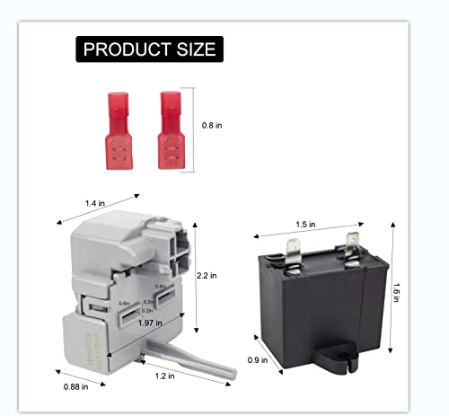 2319792 W10189190 W10197428 QD TSD2 Refrigerator Start Device Combination W10662129 Capacitor Compatible with Kenmore Electrolux Whirlpool Freezer Compressor Start Relay 241527803 241941003 2255198