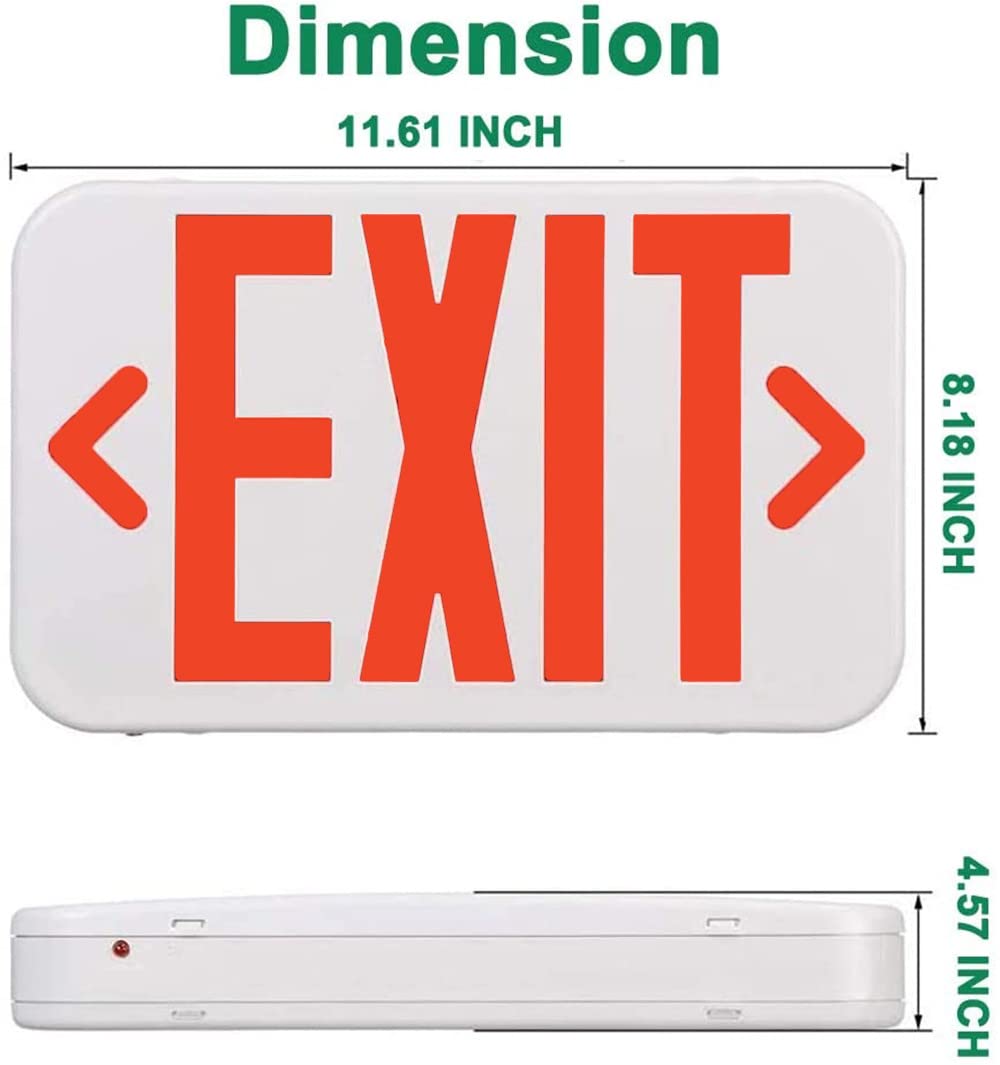 Red Exit Sign with 90 Minutes Battery Backup, Double-Sided Red Fire Safety Emergency Exit Sign Lights, ABS Fire Resistance (UL-Certified 120-277V) (2pack)