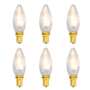 goothy 6 pack c26 led replacement bulbs, 3v glass clear torpedo tip light bulbs, e12 candelabra base led light bulbs for 12 inch battery operated led window candles lamps, christmas decorative